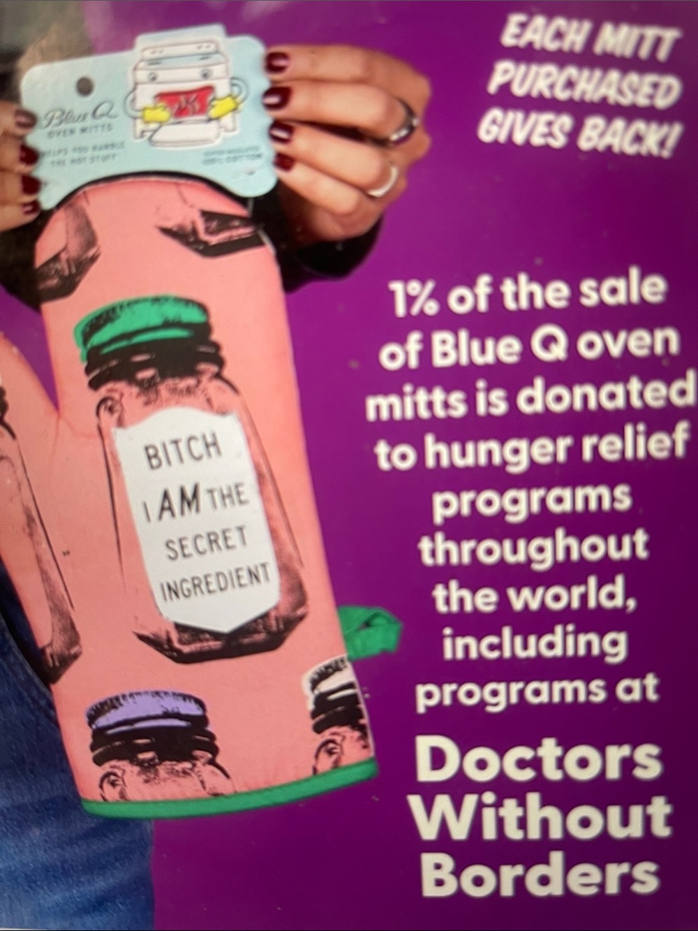 NWT Blue Q Oven Mitt - “B!… I Am The Secret Ingredient” - Picture 7 of 7